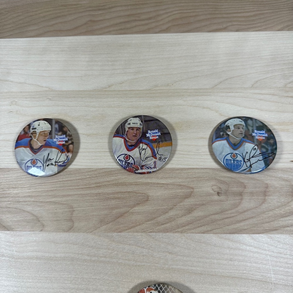 83/84 Ronald McDonald House Edmonton Oilers Button Pin 2.25" Set of 3